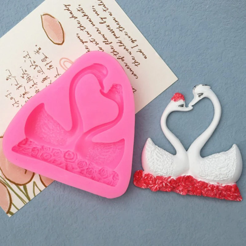 

Couple Swan Shape Silicone Mold Fondant Chocolate Resin Aroma Stone Soap Mold For Pastry Cup Cake Decorating Kitchen Tool