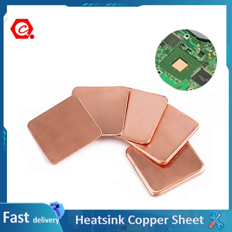 

2-10Pcs Laptop Copper Sheet GPU Thermal Pad Heatsink Plate CPU Chip Cooling Shim 15x15mm 20x20mm