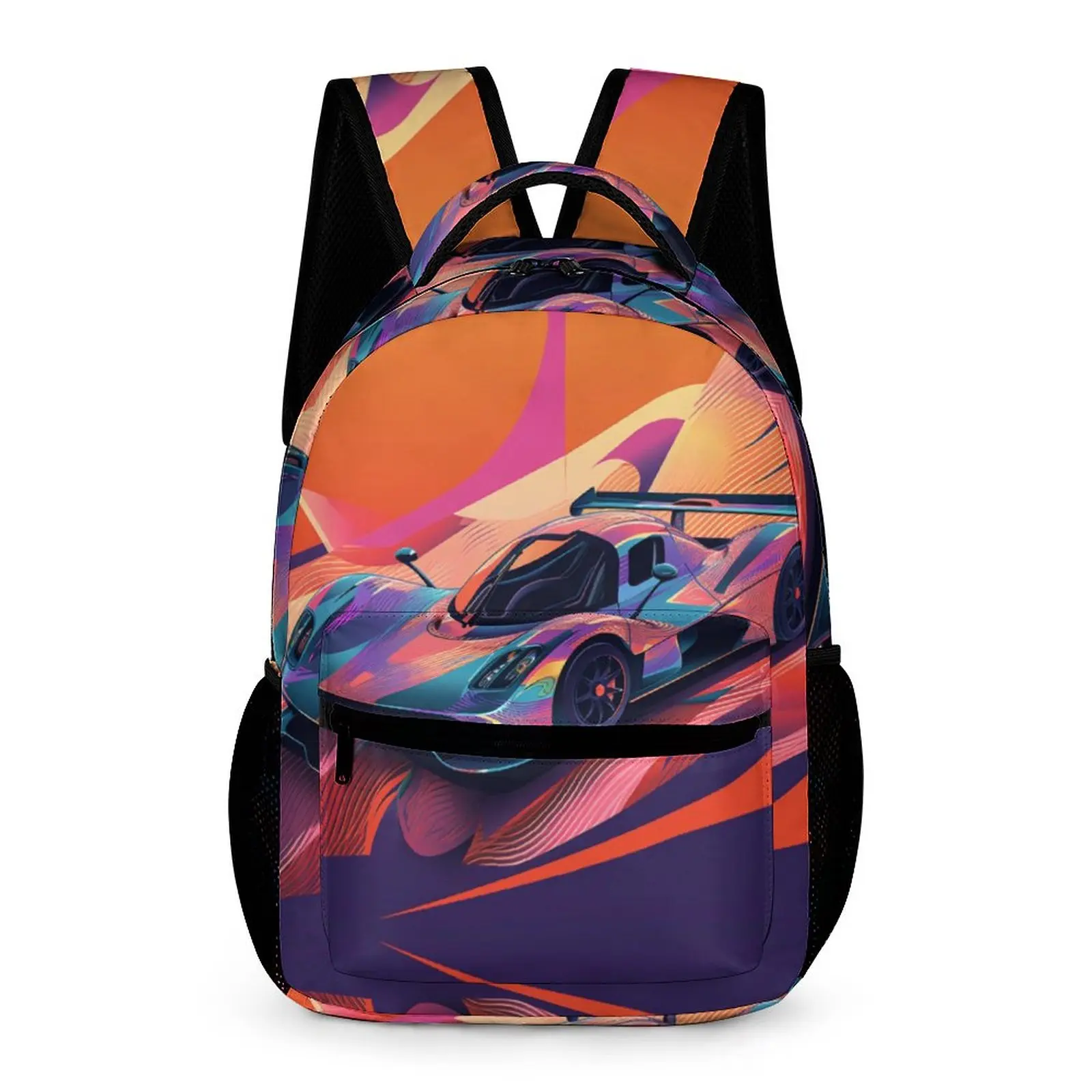 

Dazzling Sports Car Backpack Neo Fauvism Cover Art Women Men Polyester Daily Backpacks Durable Pretty High School Bags Rucksack
