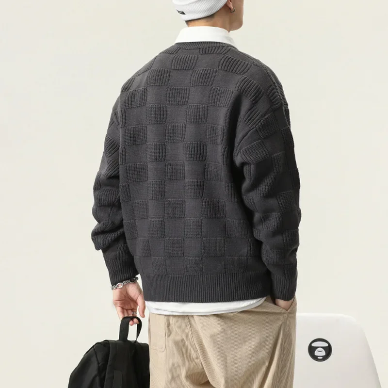 Свитер с круглым вырезом в стиле BNIdleМужской повседневный утолщенный вязаный