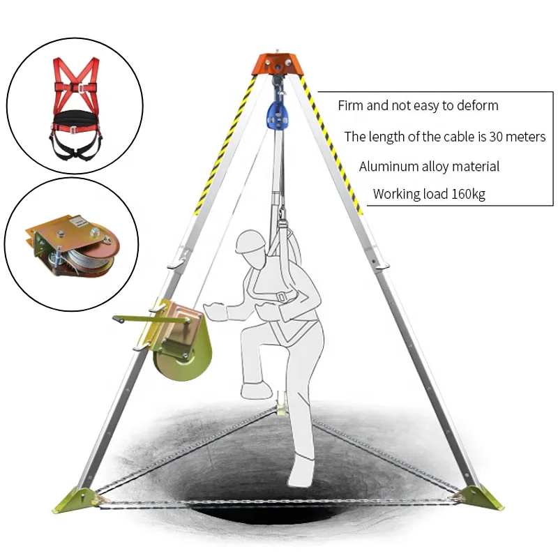 

CE 30kg hand winch aluminum tripod work confined space
