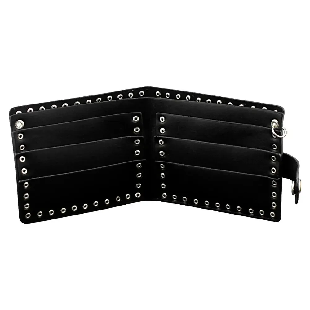 Панк шипованные Череп байкер кожаный бумажник мужские ID карты/Momey клип с цепочкой