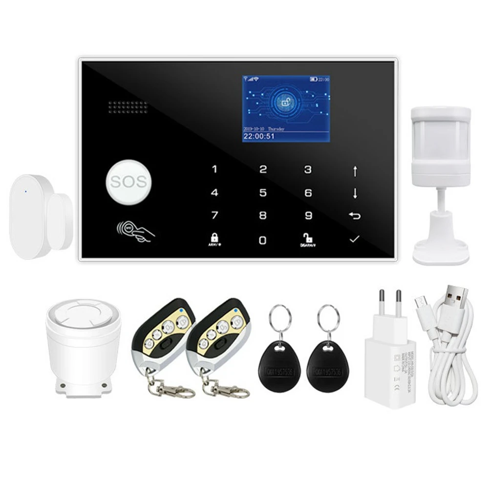 

WiFi Alarm System Tuya Screen Touch Keyboard House Burglar Security Alarm Support Voice Switching EU Plug