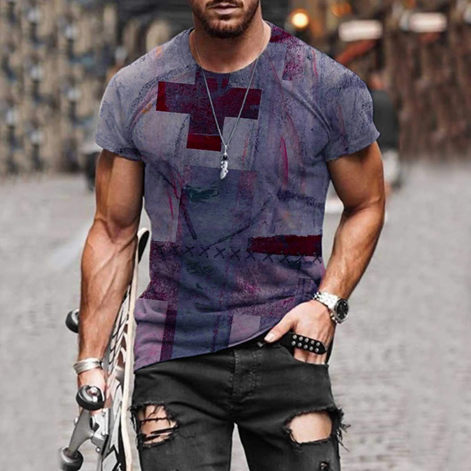 

2022 Summer New Personality Plus Size 3D Printing T-shirt Men's Casual T-shirt