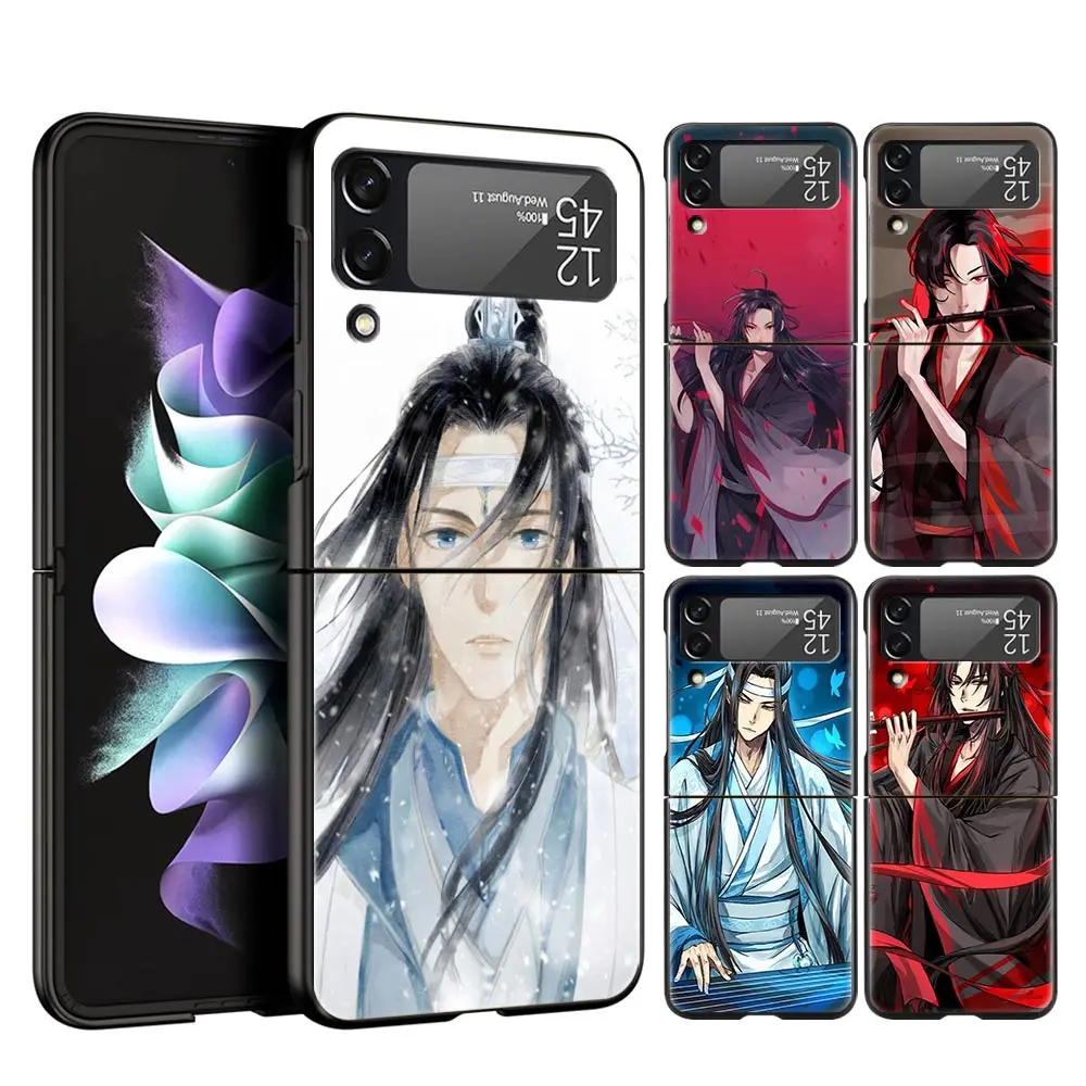 

For Samsung Galaxy Z Flip 3 4 5G Hard Black Folding PC Phone Case Anime Mo Dao Zu Shi Wei Wuxian For Samsung Z Flip3 Back Cover