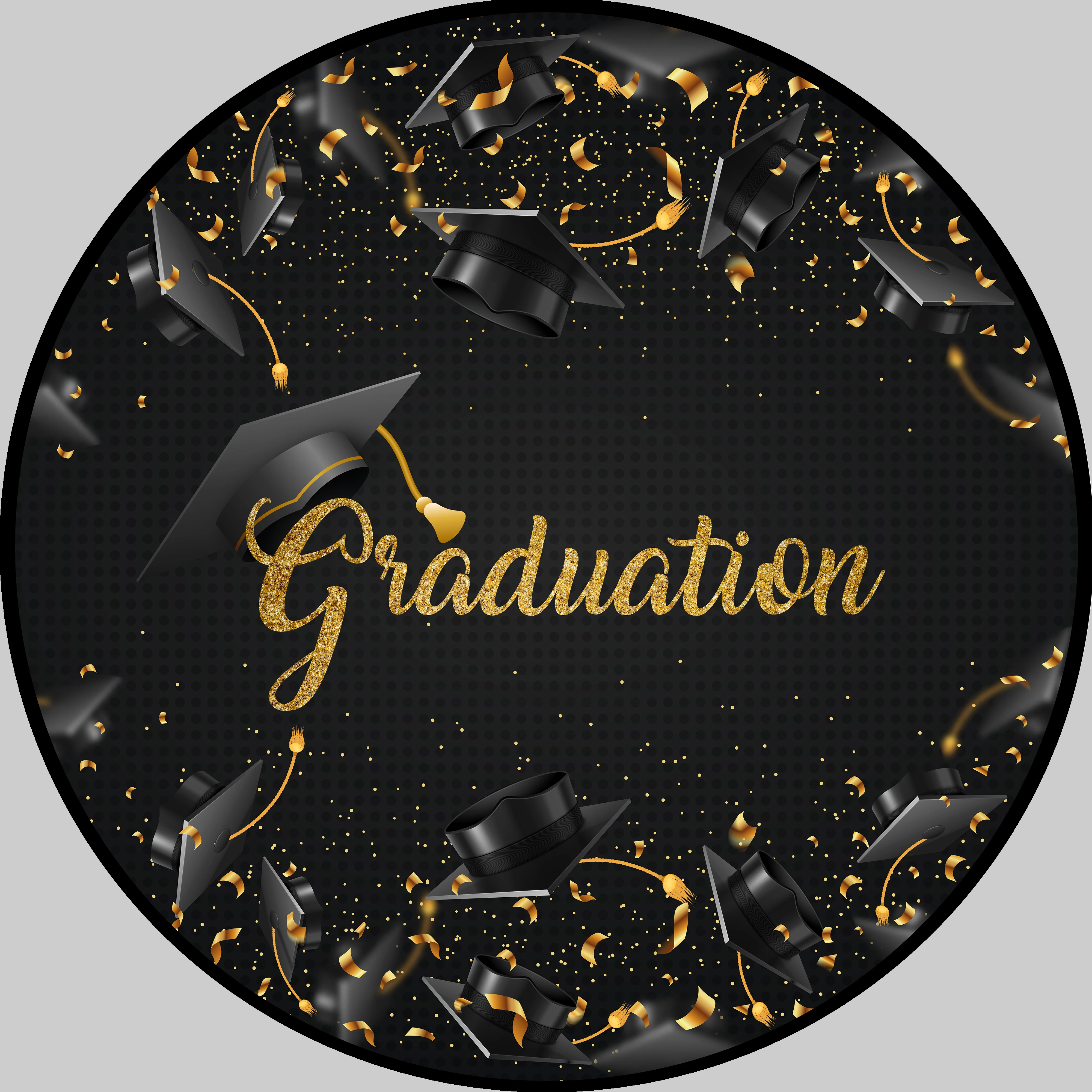Round Circle Background Congratulation Graduation Backdrop Congrats Grad Hat Party Table Cover Decoration Banner