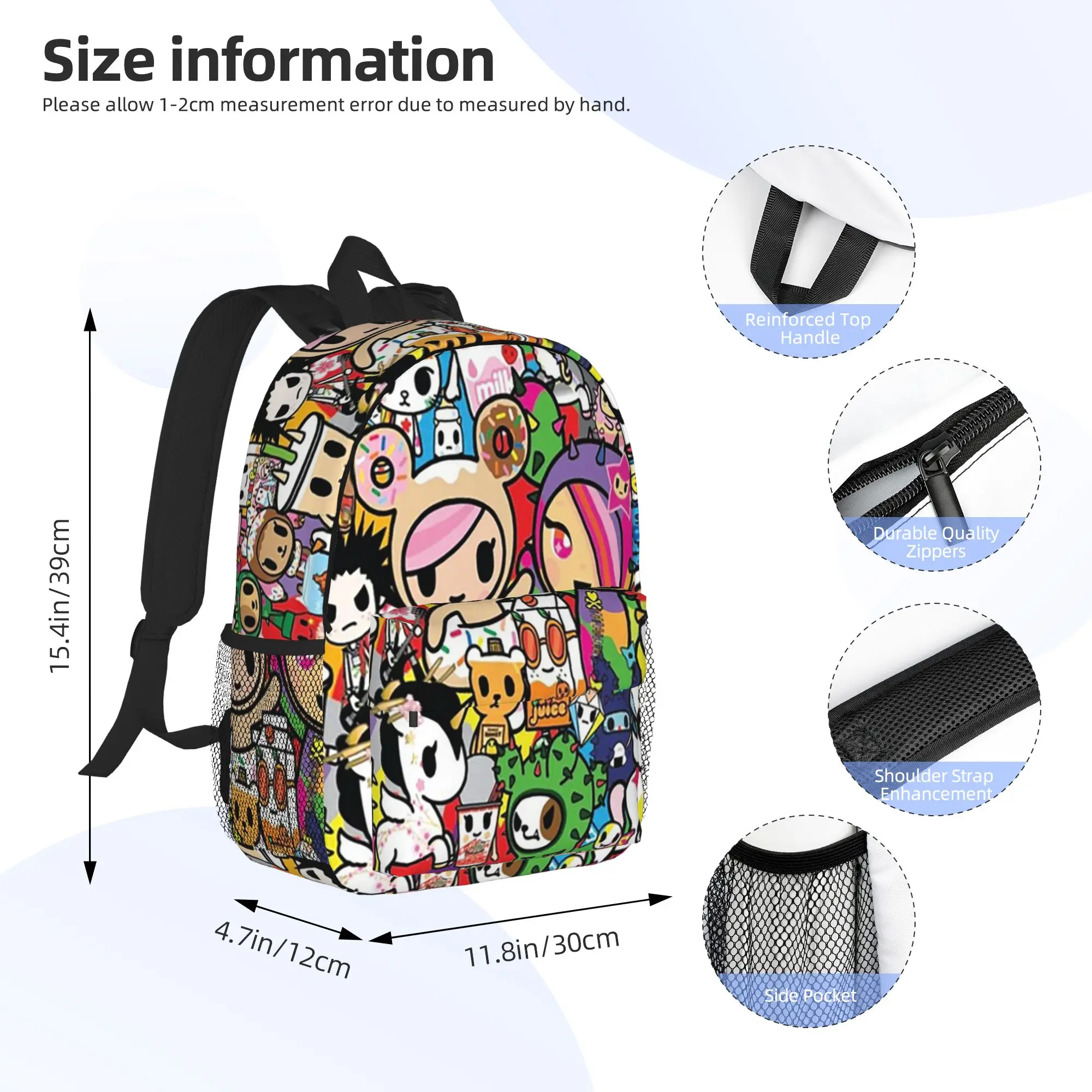 Фото Рюкзак Tokidoki Kawaii Donutella Sandy Unicorno, хит продаж, повседневный рюкзак для мальчиков и девочек, сумка через плечо для мужчин и женщин, школьная сумка №2