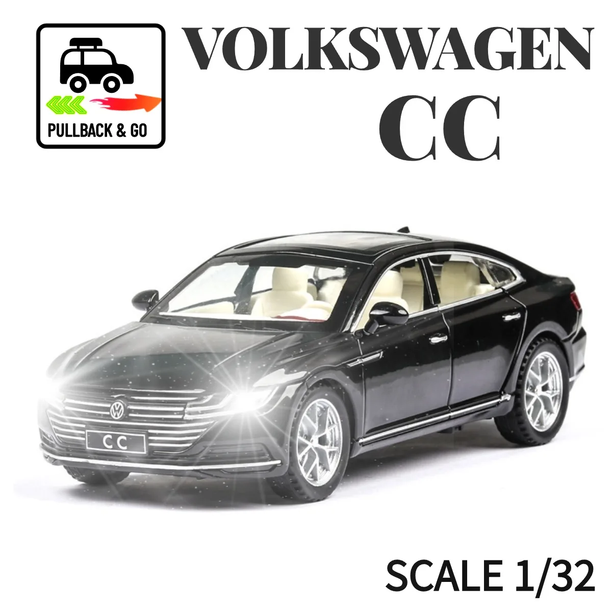 1:32 volkswagen CC Pullback автомобильная игрушка с подсветкой и звуком двигателя Lamborghini Adudi