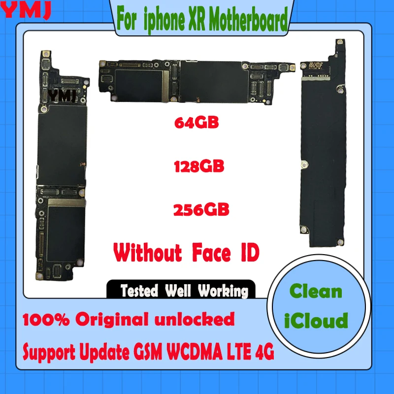 

Clean Icloud Mainboard For iPhone XR Motherboard Original Unlocked With/No Face ID Logic Board Full Chips 100% Tested Good Work