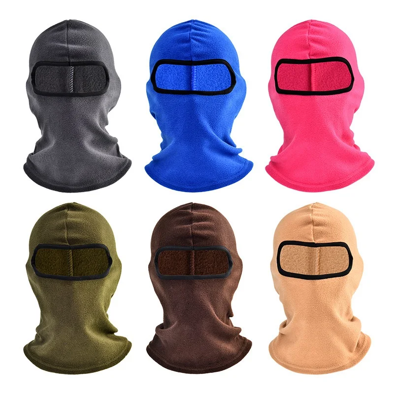 

Polar Fleece Solid Color Outdoor Riding Balaclava Beanie Keep Warm Unisex Sports Face Protection Ski Cap Face Mask
