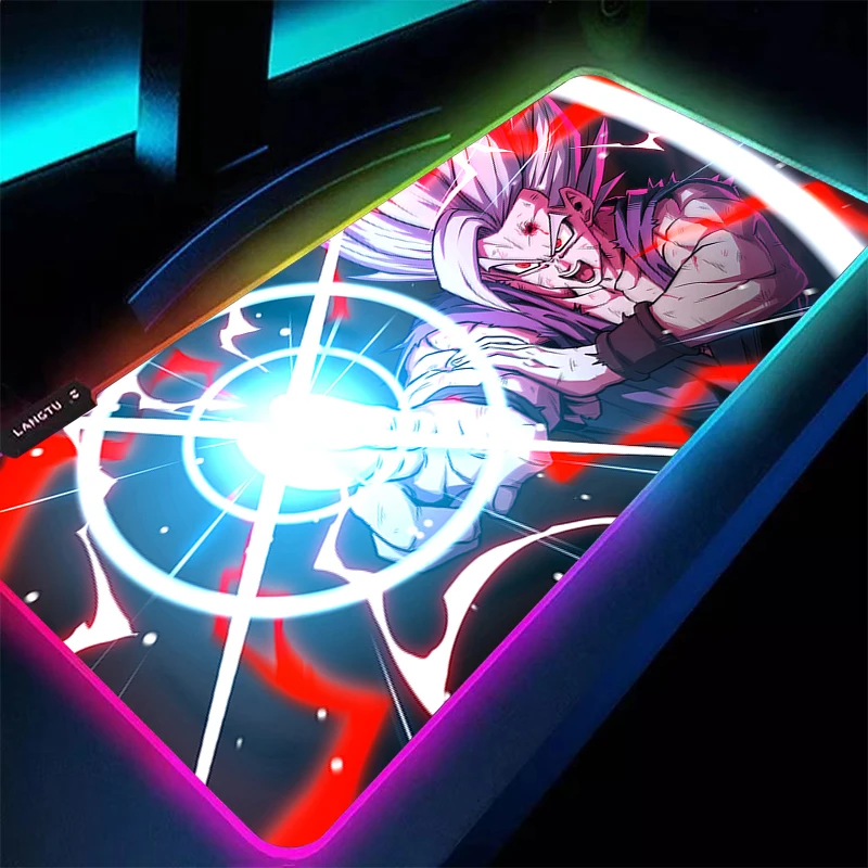 Фото Игровой коврик для мыши Компьютерный аниме Dragon Balls Настольный коврик Светодиодный настольный коврик для клавиатуры RGB Ноутбук Резиновый нескользящий задний коврик для мыши Подушка №1
