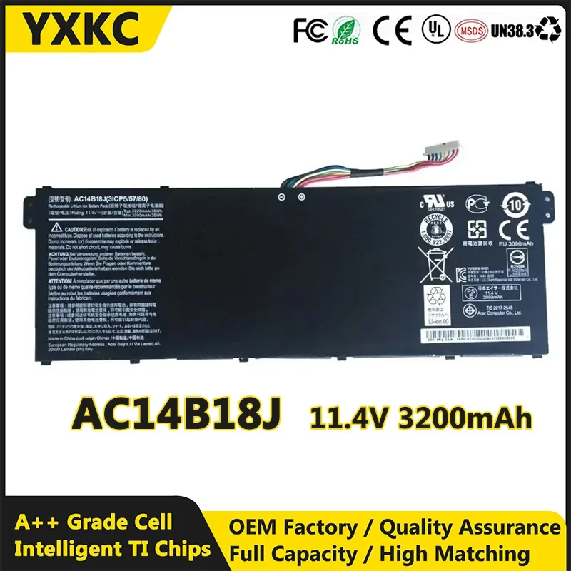 Литий-ионный аккумулятор YXKC для ноутбука Аккумулятор AC14B18J 11 4 в 3200 мАч ACER Aspire V3-111
