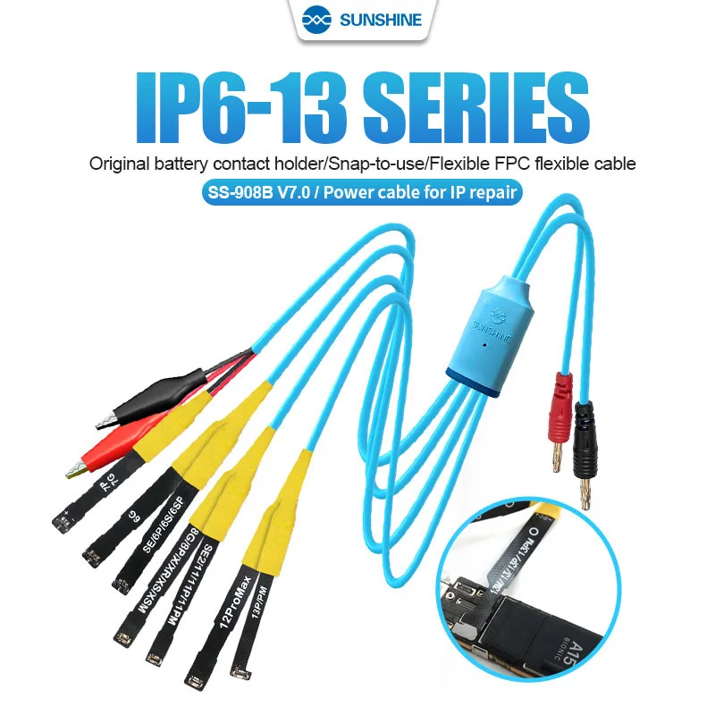 

SUNSHINE SS-908B IP6-13 Power Supply Test Cable Mobile Boot Line For iPhone Huawei Oppo Xiaomi Repair Switch Power Test Cord