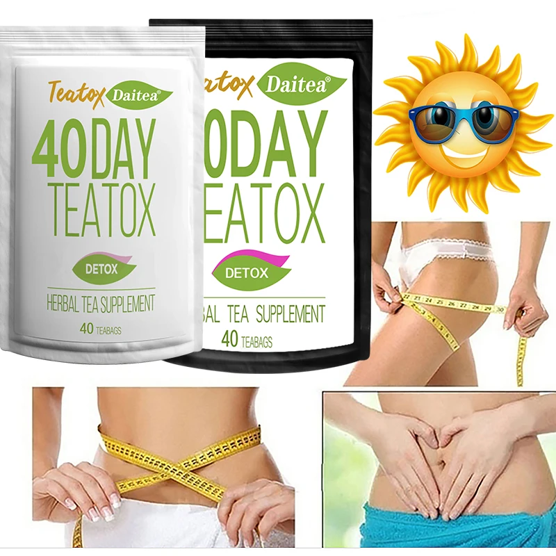 

40DAY Detox Tea Flat Belly Detox Slimming At Night Intestinal Cleansing To Lose Weight Effective Fat Burning Cellulite Tea