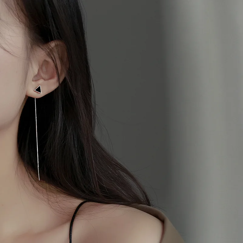 Женские Геометрические серьги CIAXY 925 черные треугольные со штампом