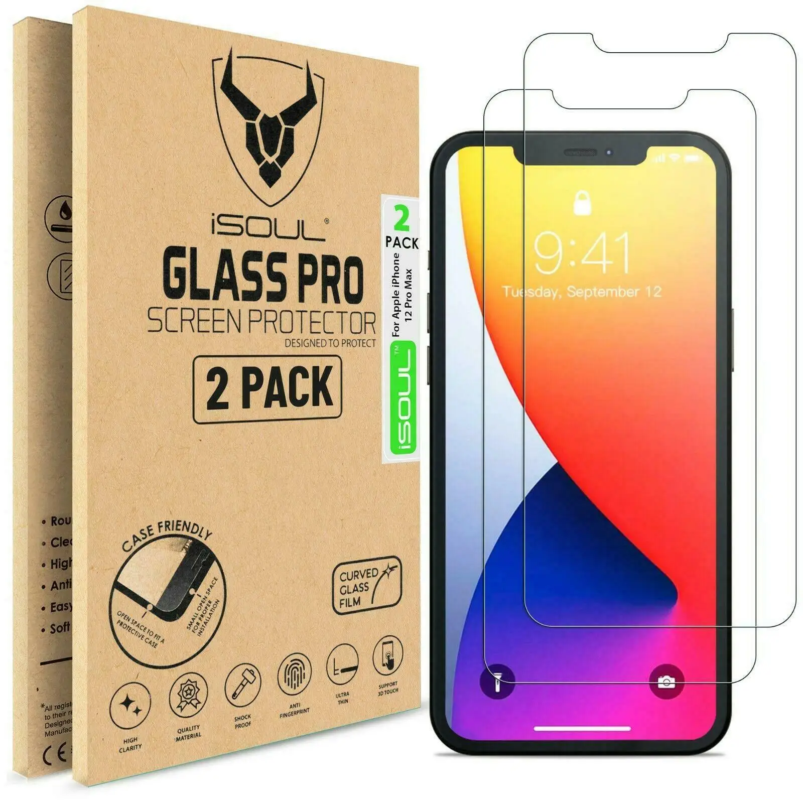 

Tempered Glass Screen Protector For iPhone 12 Mini Pro Max 11 10 XR 8 7 [2 Pack]