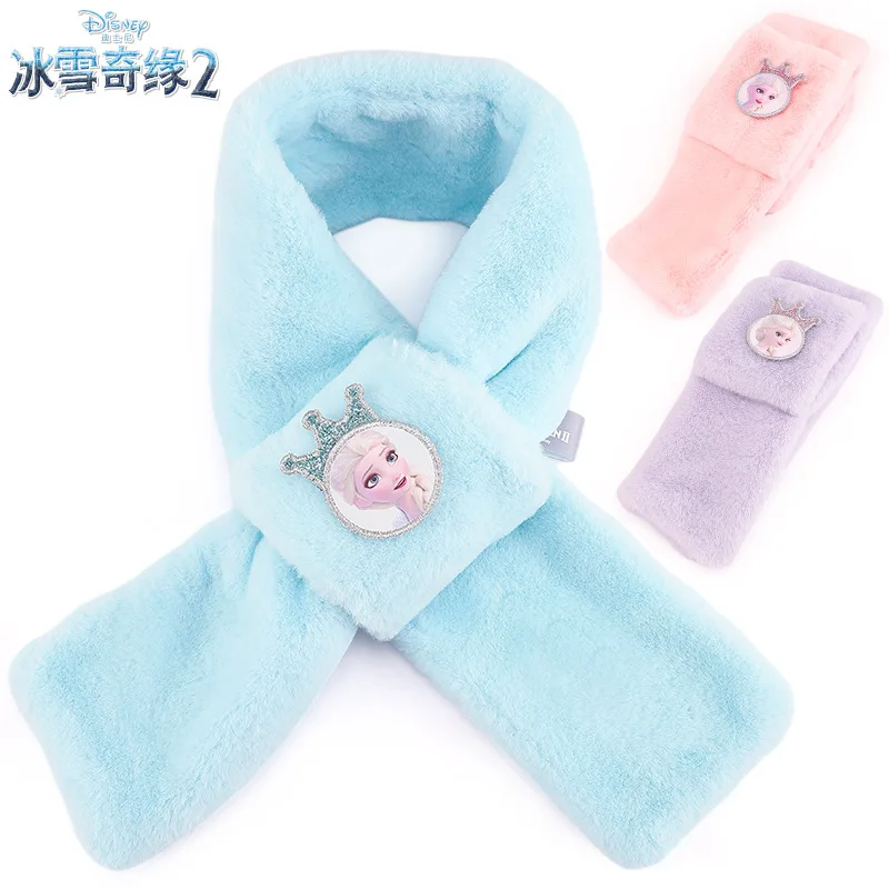 

100% Genuine Disney 11*8cm Frozen 2 Princess ELSA ANNA scarf Kids Girls Cartoon Warm Winter muffler Children toy High quality