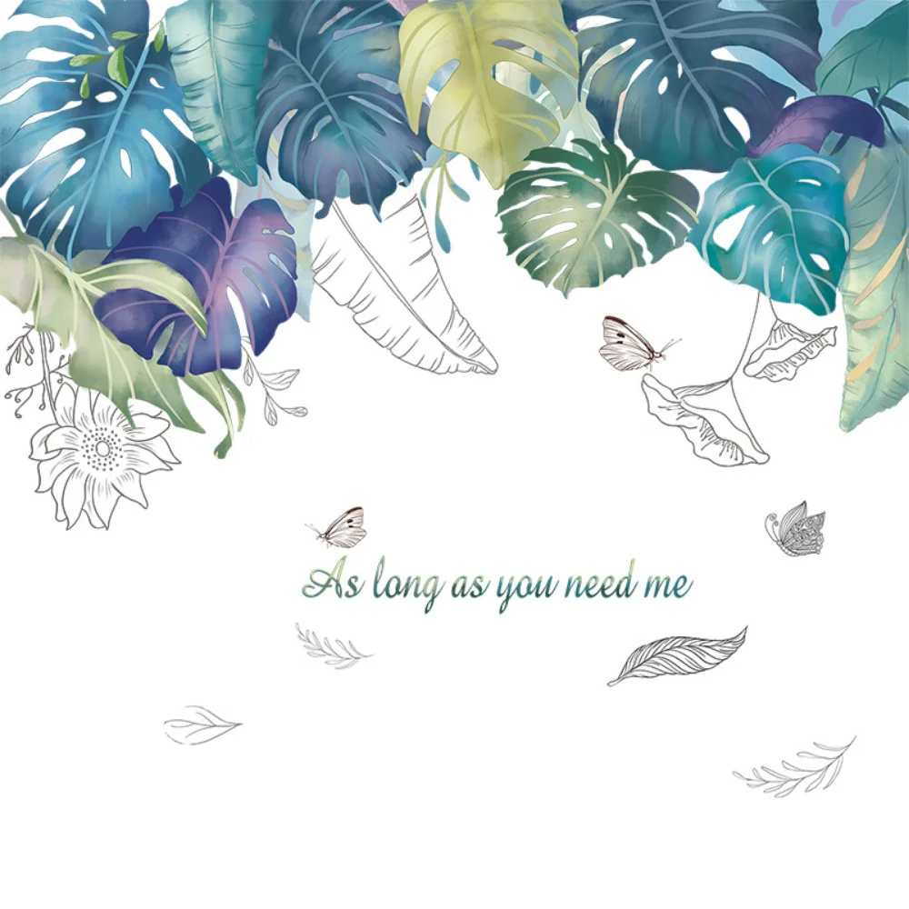 

Raymeel Greenery Wall Sticker Tropical Plant Background Living Room Bedroom Mural Home Decor Mural Decals Self-adhesive DIY Art