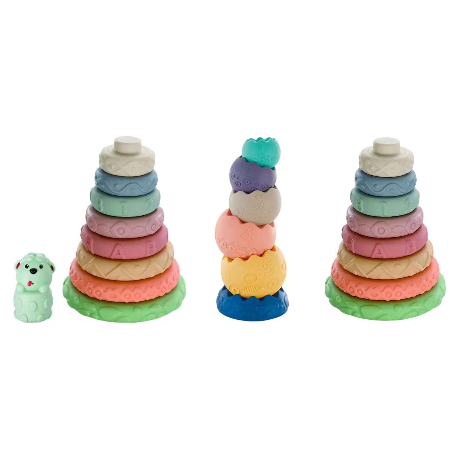 

Circle Stacking Rings Toys Soft Assembling Toddler Sensory Learning Toys
