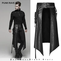 punk rave mens punk removable side stereo pocket half skirt stage performance party club cosplay men skirt pants