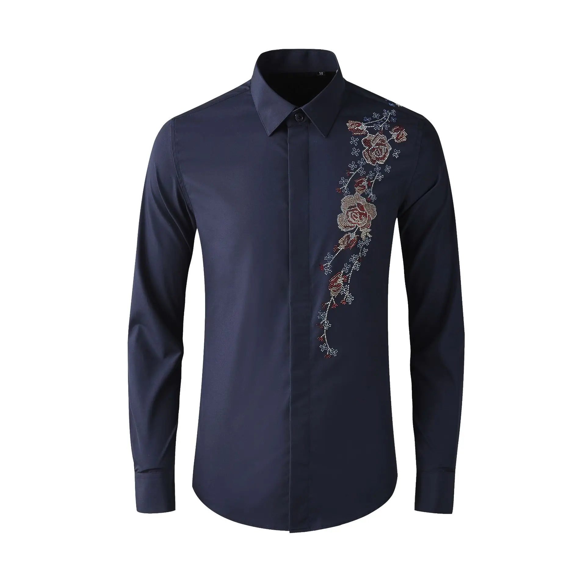

Высококачественная Роскошная Ювелирная Новинка модная позолоченная рубашка с цветочным принтом Мужская Повседневная модная рубашка с длинными рукавами