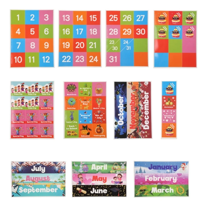 

Multi-in-1 Calendar Weather Pocket Chart Classroom Calendar for Kids Grades 3