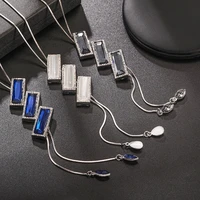 leeker korean fashion rectangle long necklaces for women silver color fashion jewelry 2022 new arrival accessories 037 lk2