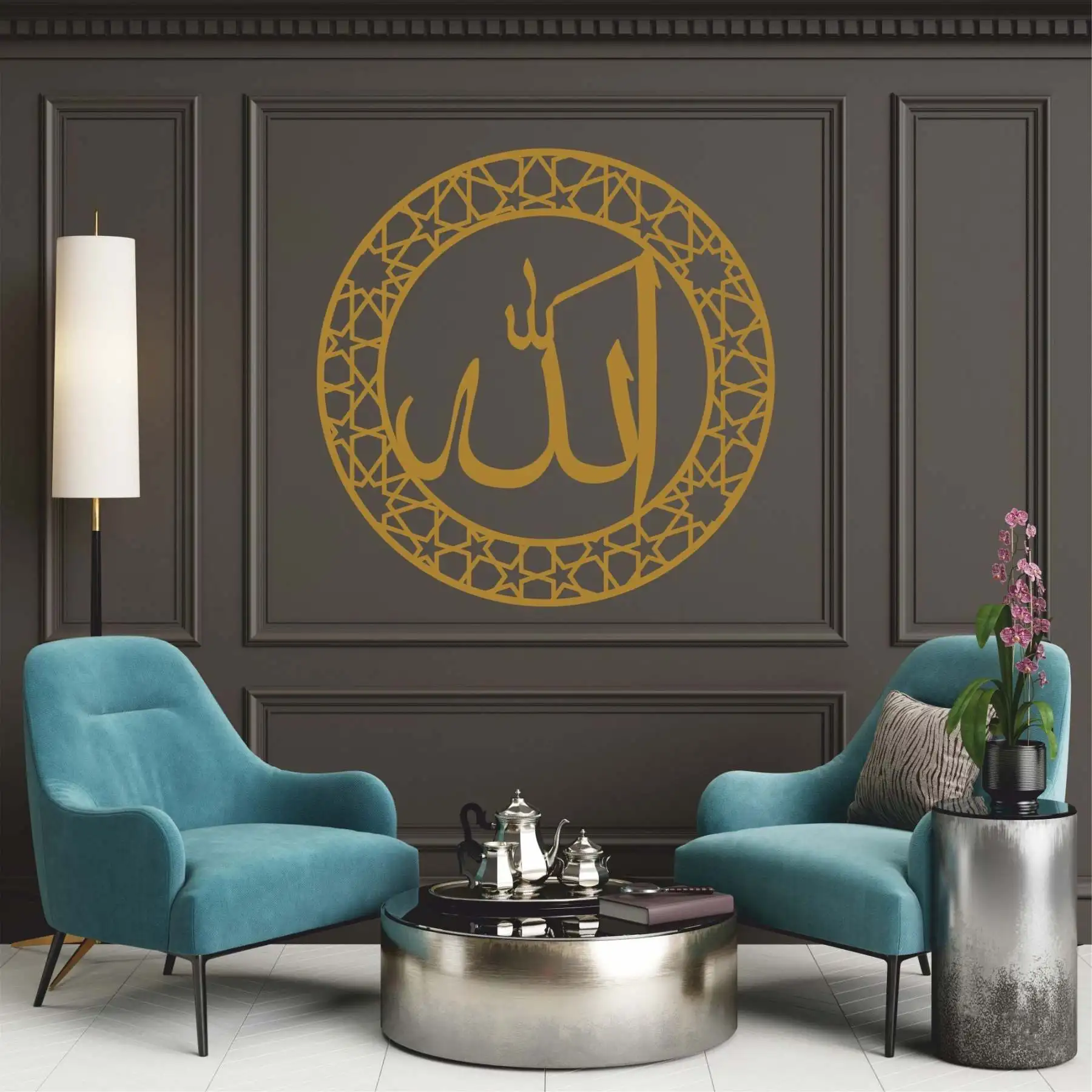 

Золотистая металлическая Настенная картина Antdecor лах 90x90 см