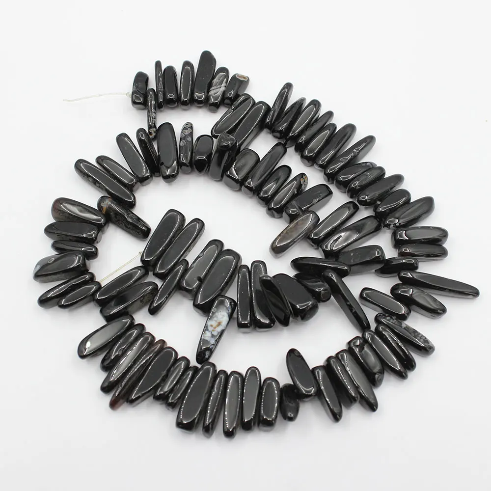 

APDGG Natural Black Onyx Top-drilled Freeform Fancy Loose Beads 15.5" Strand Jewelry Making DIY