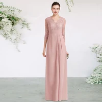dress for wedding woman party floor length chiffon summer mother of the bride gown 34 sleeve simple a line custom button back