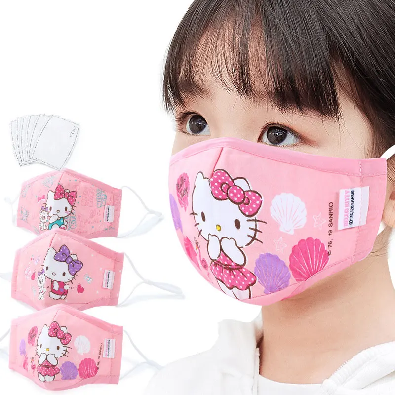 

Hello Kitty Children's Girls Masks Ladies Adult Masks Thin Breathable Cotton Cartoon Washable Children's Masks Kawaii Print