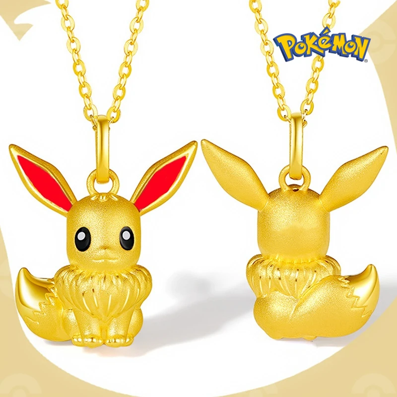 Золотое ожерелье Pokemon Eevelation, 3D металлические аксессуары, браслет для девочек, подарок на день рождения