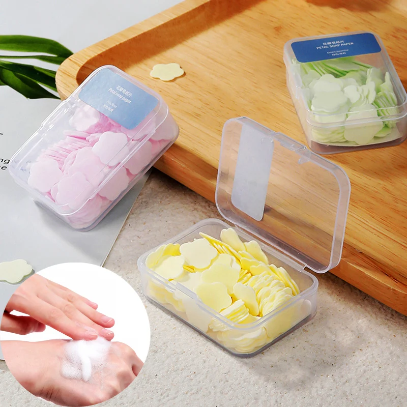 

1box Portable Soap Paper Mini Petal Scented Papers Soap Bath Toilet Hand Washing Cleaning Slice Sheets For Home Outdoor Travel