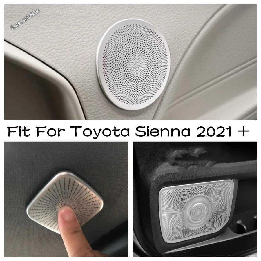 

Silver / Black Door & Roof & Dashboard Music Stereo Speakers Horn Cover Trim For Toyota Sienna 2021 - 2023 Modified Accessory