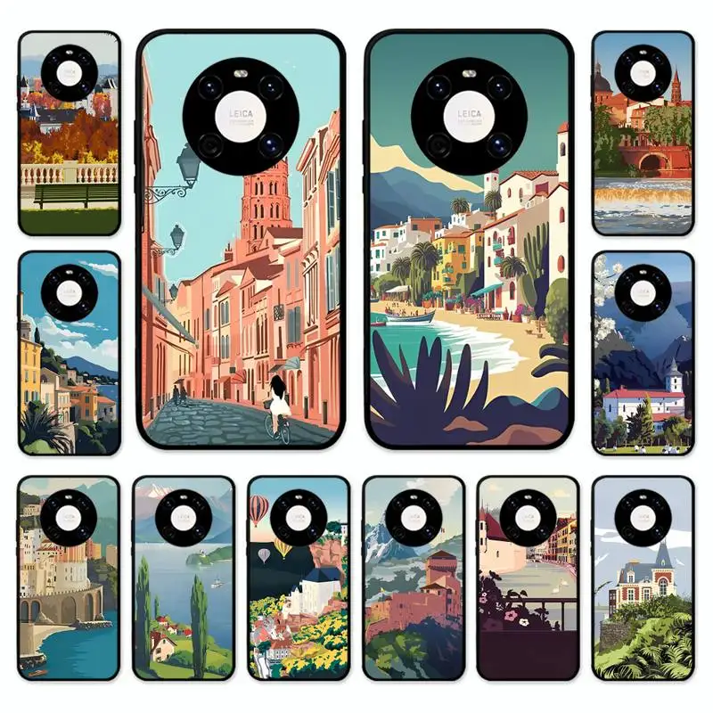 

World Travel Poster Print Vintage Phone Case For Huawei Nova 7 Se 5 3i 3e 3 2 5i Mate 10 20 Lite 30 40 Pro 20x 9 Cover