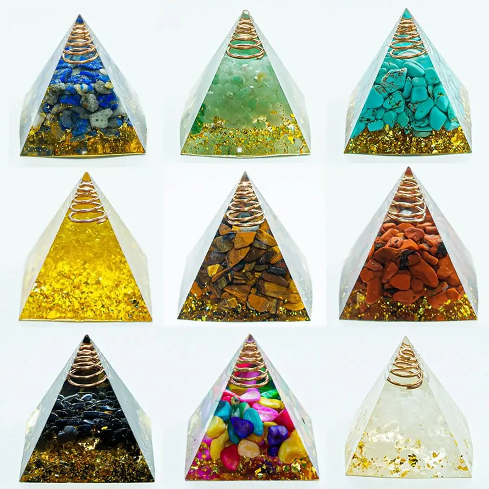 

1.57Inch Natural Crystal Pyramid Energy Quartz Amethyst Reiki Healing Crystal Chakra Resin Pyramid Meditation Tool Home Decor