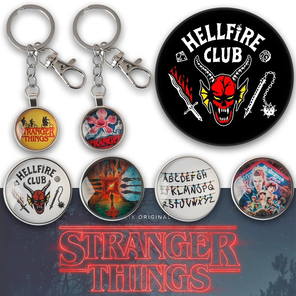 

Collar Badge Brooches Pins Strangerss Thing Keyring Eleven Wheeler Dustin Henderson Will Byers Keychain TV Accessories Llavero