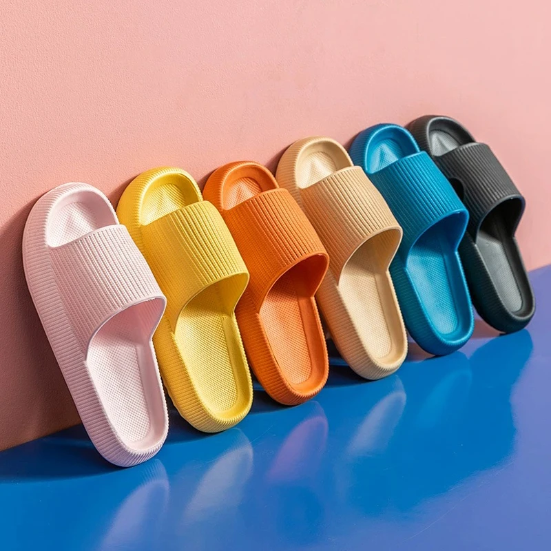 

Women Thick Platform Cloud Slippers Summer Beach Eva Soft Sole Slide Sandals Leisure Men Ladies Indoor Bathroom Antislip