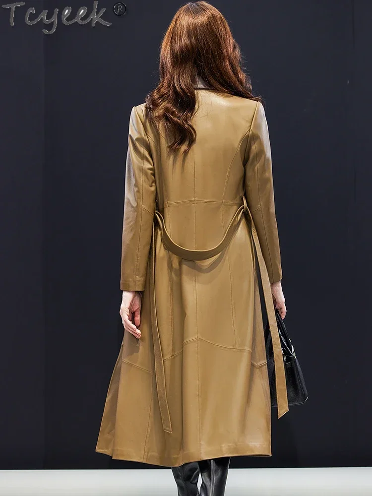 Tcyeek куртка из натуральной кожи женская элегантная дубленка овчины зимняя одежда