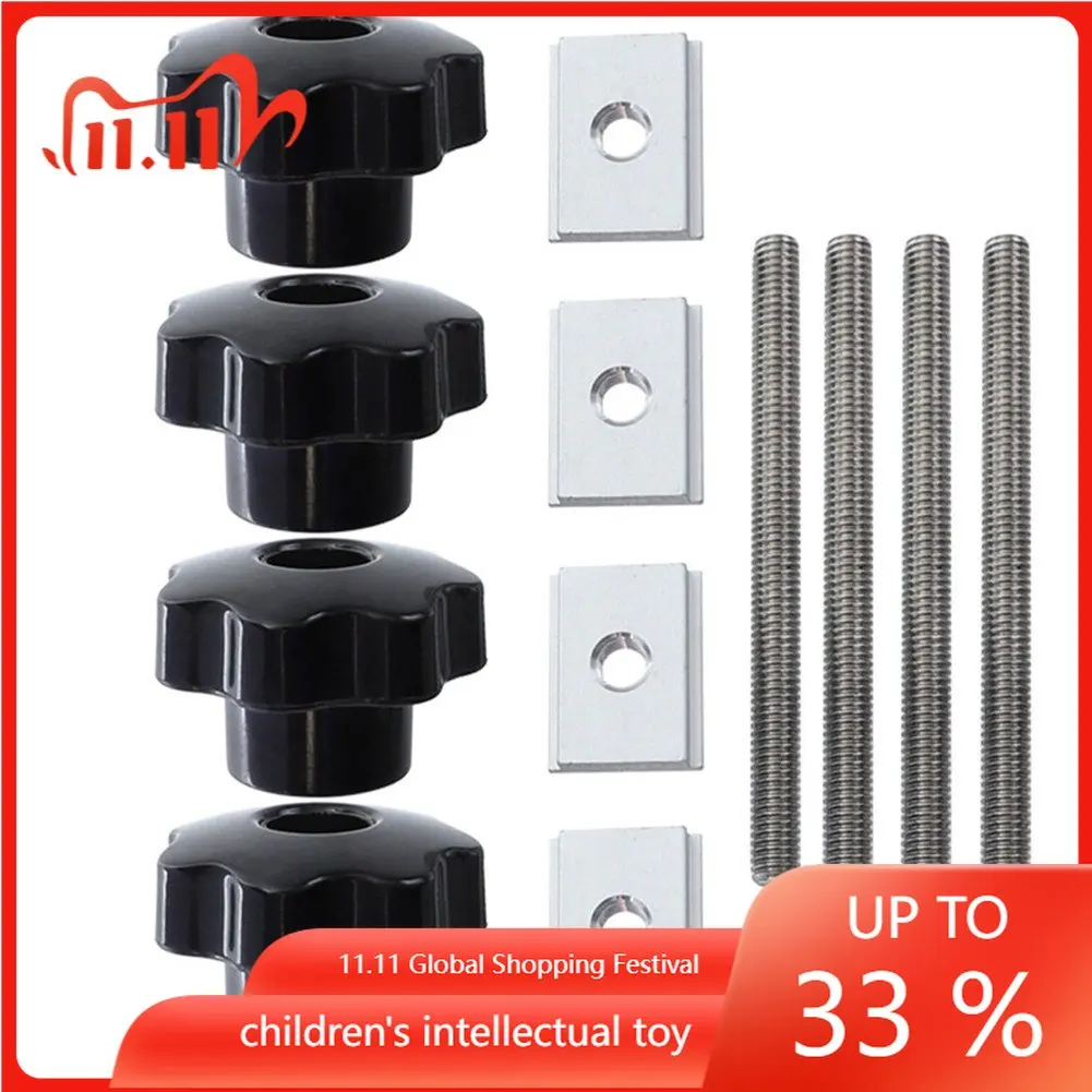 Enlarge 4 Sets T Slot Nut T-Track Sliding M8 Screw Knobs For Router Table Woodworking Carbon Steel Workshop Equipment Hand Tools