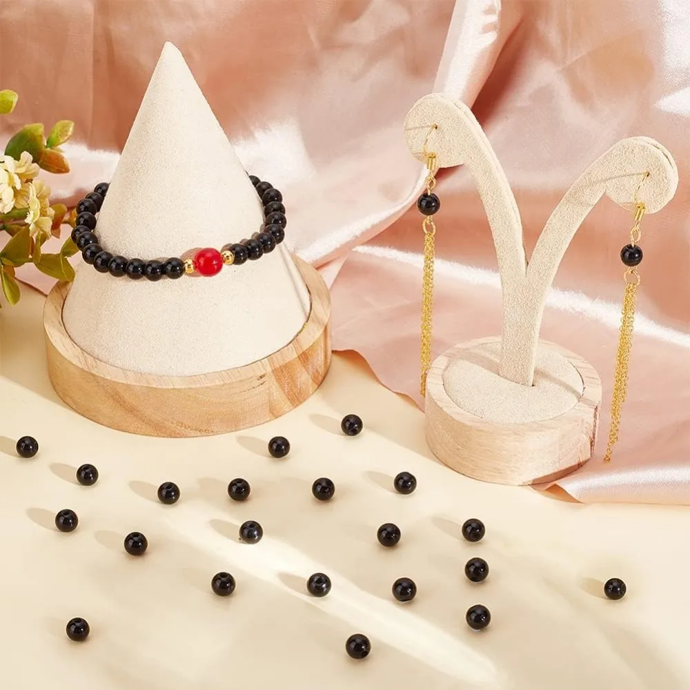 50 шт. 6 мм бусины из натурального черного оникса 2 круглые с большим отверстием