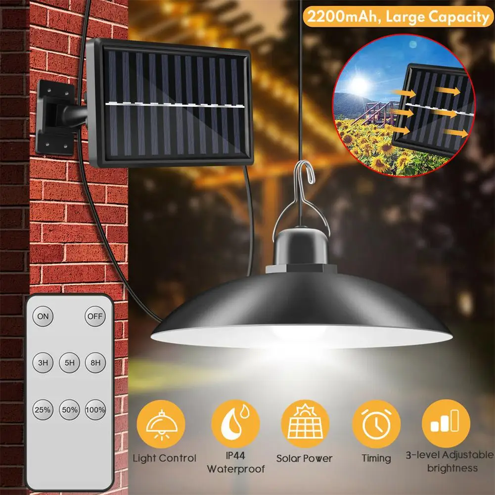 

600w Solar Wall Pendant Light Ip44 Waterproof Outdoor Garden Yard Street Lamp With Remote Control