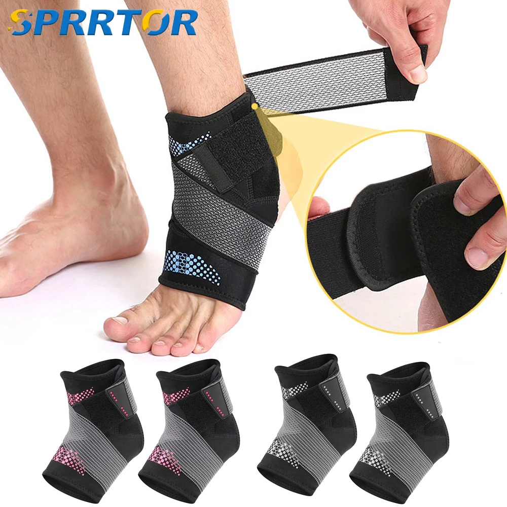 

1Pair Sport Ankle Stabilizer Brace Compression Ankle Support Tendon Pain Relief Strap Foot Sprain Injury Wraps Running