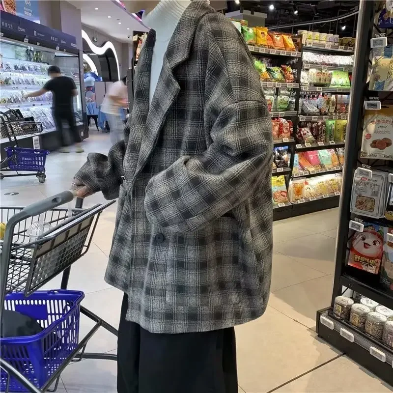 Новинка 2022 мужское шерстяное пальто зимнее утепленное элегантное клетчатое в