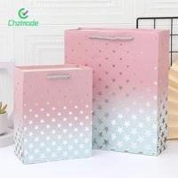 8pcsset gradient hot gold star gift bag paper tote bags craft garment bag wedding party supplies pouches present box