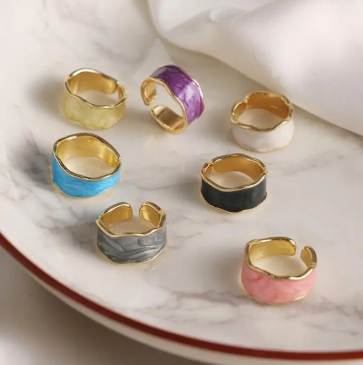 

Fashion Alloy Opening Adjustable Ring Creative Design Dripping Oil Irregular Ring New Simple Personality Street Jewelry
