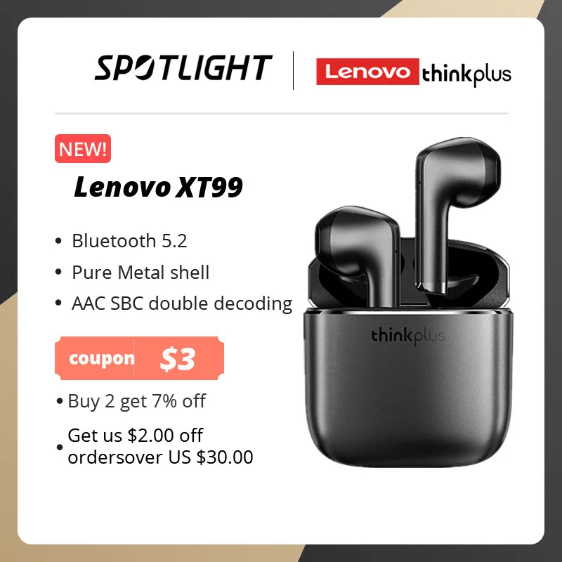 

New Original Lenovo XT99 Headphone Bluetooth 5.2 TWS Wireless Earbuds Stereo Sports Earhook Earphone With Dual HD Microphone
