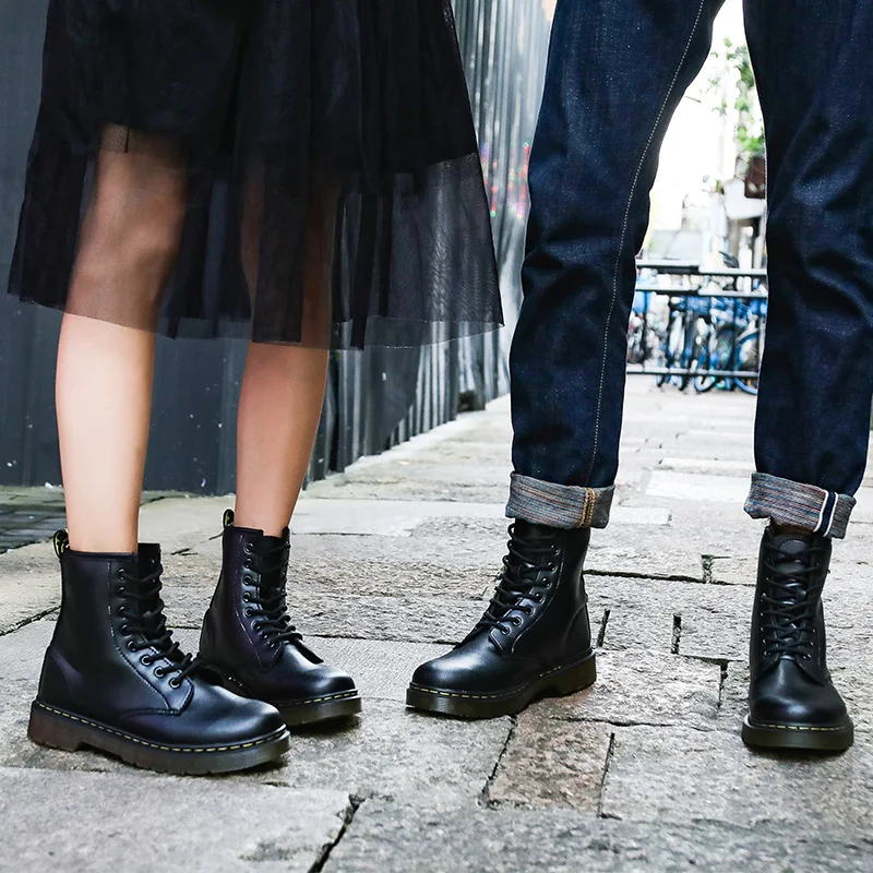 Sneakers Men Rubber Boots Man Lace Up Shoes Round Toe Rain Fashion Rock Riding Ladies Ankle Autumn Couple Trendy Botas De Mujer