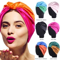 fashion muslim silk satin turban for hair women wrap head caps lady sleeping hat female chemo cancer india hat turbante mujer