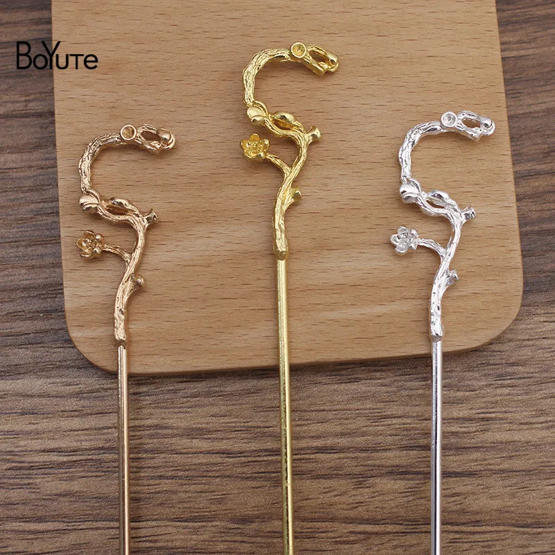 

BoYuTe (10 Pieces/Lot) Fit 6-14MM Beads 25*50MM Alloy Hair Stick DIY Ancient Style Han Dynasty Hair Accessories Materials
